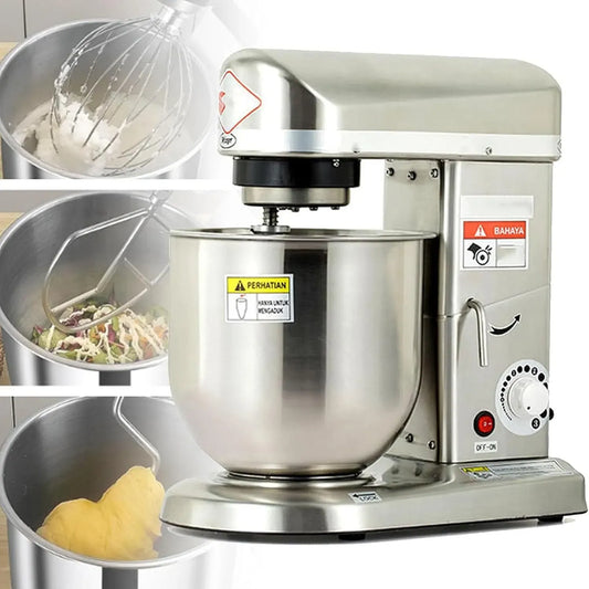 Standmixer, 10 L, 3 Geschwindigkeiten, Edelstahl, 3 Geschwindigkeiten kippbarer Kopf, Kuchenmixer mit Edelstahlschüssel