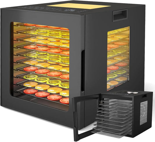 Wäschetrockner RELAX4LIFE 48H-Timer, 850 W, 35 bis 75 °C, Edelstahl, Dörrgerät mit 10 Einlegefächern aus Edelstahl