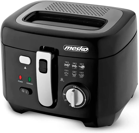 MS4908 Antihaft-Ölbehälter, Geruchsfilter, 2,5 L, 1800 W, Thermostat, Antihaftbeschichtung, Schwarz, Mesko