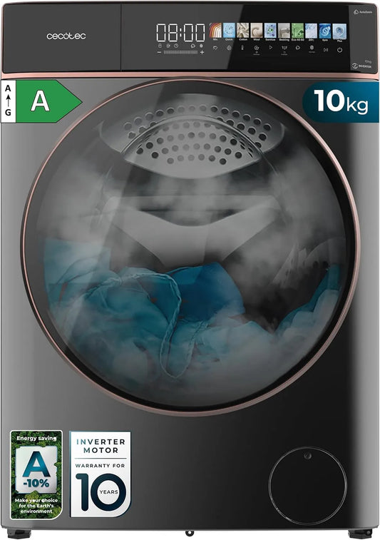 Cecotec Bolero DressCode 10900 10-Zoll-FullColor-Display Waschmaschine, 11 Programme, 10 kg, Energieklasse A, Inverter, 1400 rpm, SteamMax, XXL-Tür