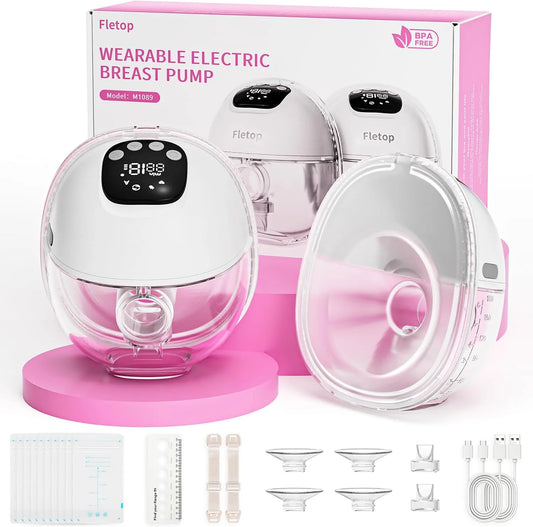 Milchpumpe 19/21mm, elektrische Stillpumpe, tragbar, leise, Weiß, 4 Modi 12 Stufen, Leise & Leicht, 2 Stück, BPA-frei