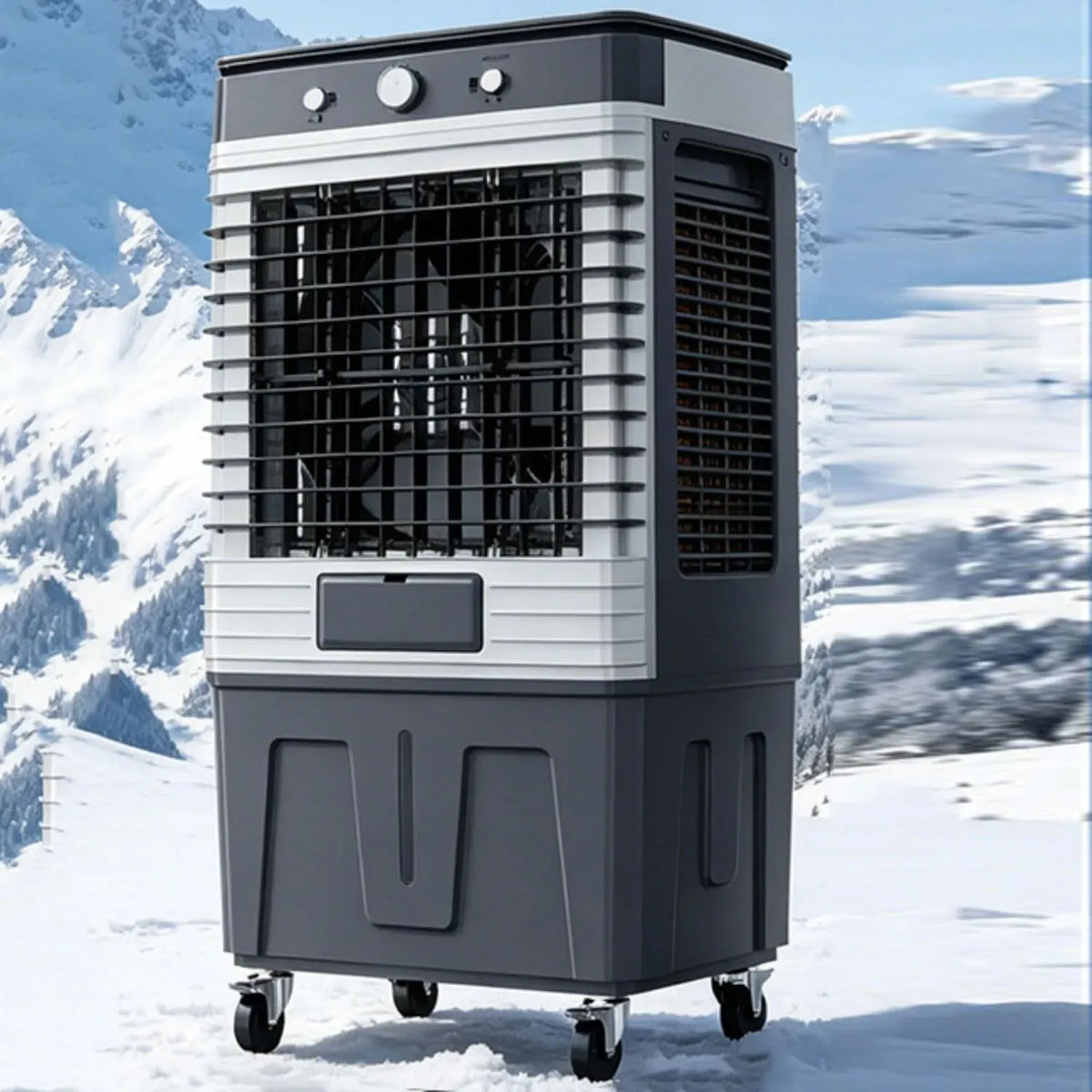 Luftkühler 6-Stunden-Timer, 80 L, tragbar, 3 Geschwindigkeiten, Oszillation, LED-Anzeige & Kühlakkus für Home Office, 120° Oszillation