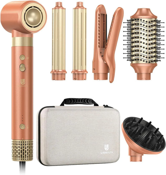 Haarglätter, Glätteisen, 500 Millionen Ionen Airstyler für Volumen, 110,000U/Min, 7 in 1 Hairstyler Set