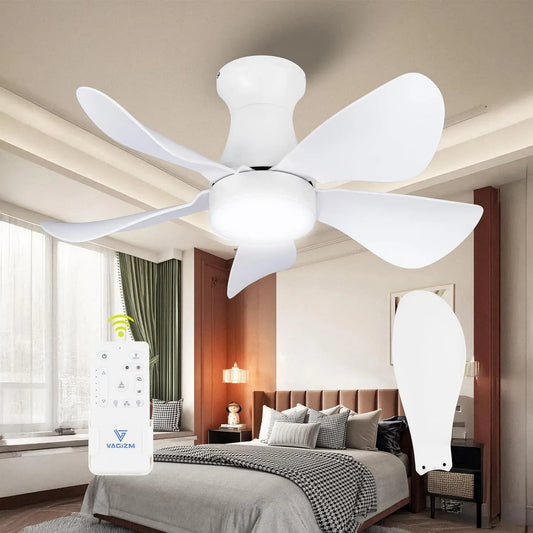 Ventilator, 76cm, Timer, Wohnzimmergestaltung, leise, Umkehrbarer DC- Motor, Timer Funktion VV, Mattweiß 5 Flügel