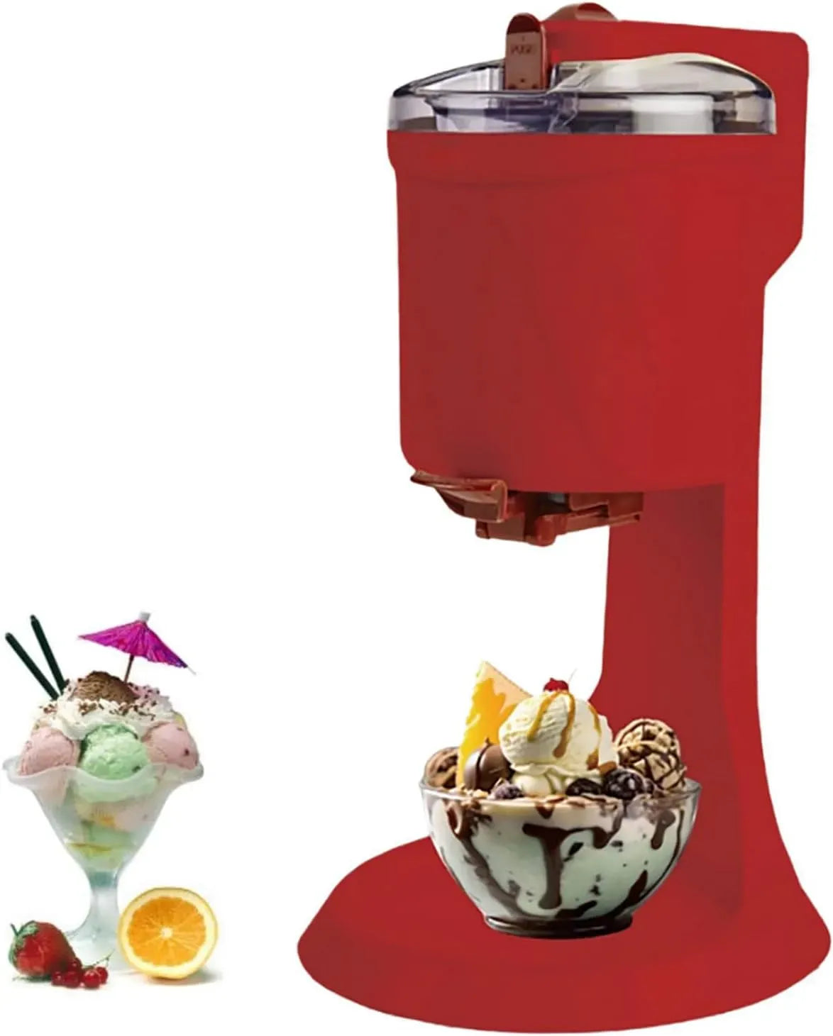 Mini-Obst-Soft-Serve-Eismaschine, Speiseeismaschine, 1000 ml, Rot