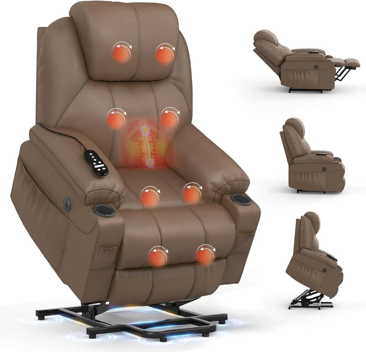 Relax- und Massagesessel, USB, 2 Getränkehalter, Typ C + USB-Anschlüsse